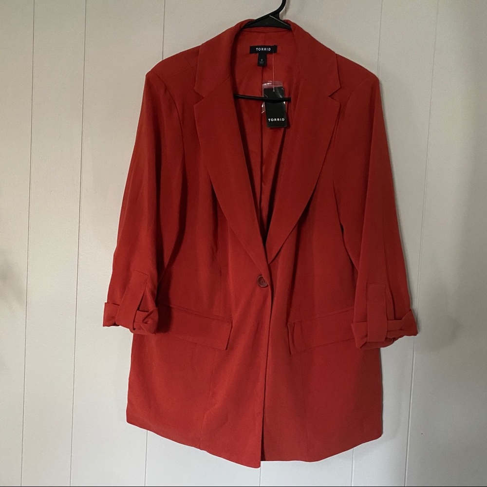 Coral Torrid 3 Quarter Sleeve Blazer